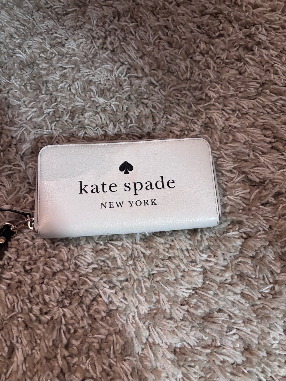 kate spade White Logo Zip-Around Wristlet Wallet